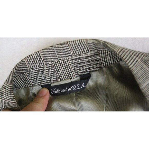 CRICKETEER - MEN'S BEIGE PLAID 2 BUTTON BLAZER JACKET - SIZE - 46R - Picture 4 of 8